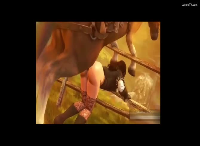 Video :Beastiality farm sex with lady got stuck in the fences and got banged by horse
